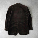 イヴサンローラン ヴィンテージ YSLロゴ ボタン チェック柄 ベロア テーラードジャケット ブラウン