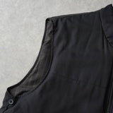 イヴ サンローラン ヴィンテージ リバーシブル YSLロゴ 刺繍 チェック柄 中綿ベスト ブラック / グレー