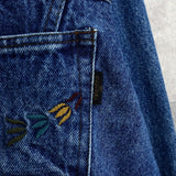 バレンティノ ジーンズ ヴィンテージ Vロゴ ボタン 刺繍 デニムジャケット ブルー