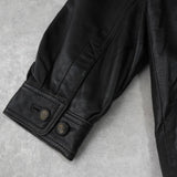 イヴ サンローラン ヴィンテージ エンボス YSLロゴ レザージャケット レザーブルゾン ブラック