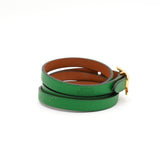 エルメス アピ3 レザー ブレスレット GP グリーン □R刻
