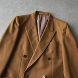 イヴ サンローラン ヴィンテージ YSLロゴ ボタン ウール ダブル テーラードジャケット キャメル メンズ