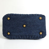 ミュウミュウ マテラッセ デニム / レザー 2way ハンドバッグ ショルダーバッグ ブルー / ブラック