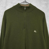 バーバリー ホースロゴ ハーフジップ ニット カーキ