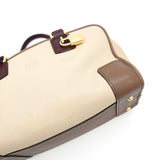 ロエベ アマソナ28 レザー バイカラー ハンドバッグ ベージュ / ブラウン