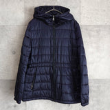 プラダ トライアングルロゴ フーデッド ダウンコート ダウンジャケット ネイビーパープル レディース