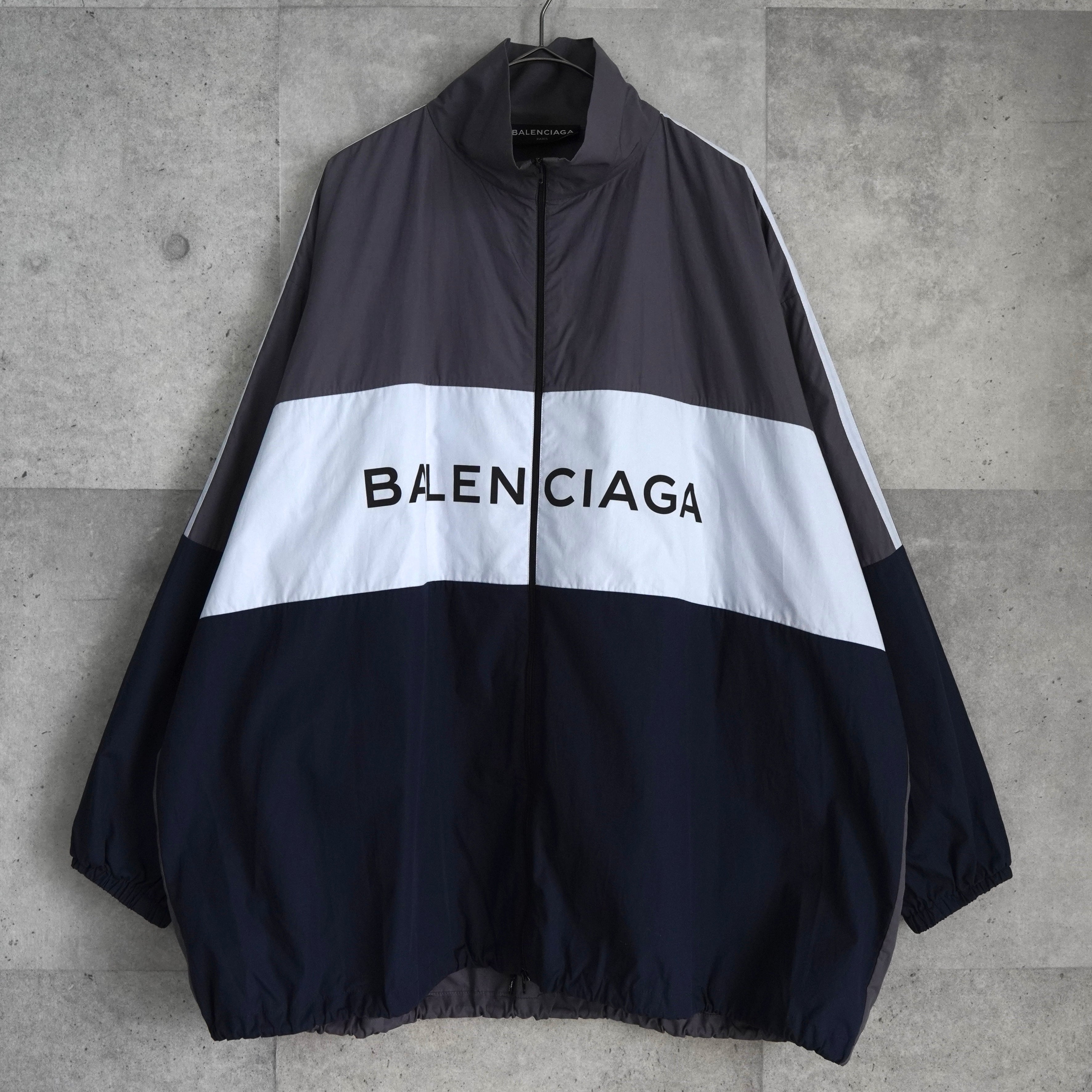 美品/BALENCIAGA (バレンシアガ) オーバーサイズ トラックジャケット バレンシアガ ロゴ オーバーサイズ トラックジャケット ナイロン
