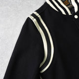 ヒステリックグラマー ガール ワッペン レザー切り替え ウール スタジャン ブラック