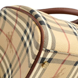 バーバリー ノバチェック PVC / レザー ミニボストンバッグ ハンドバッグ ベージュ レディース