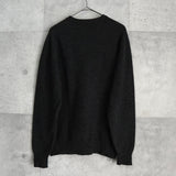 イヴサンローラン ヴィンテージ YSLロゴ ウール ニット チャコールグレー