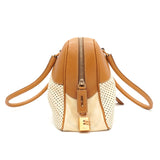 プラダ ロゴ パンチングレザー ハンドバッグ ベージュ