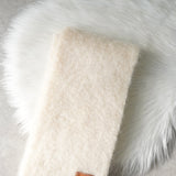 ロエベ アナグラム レザーパッチ モヘア マフラー ホワイト