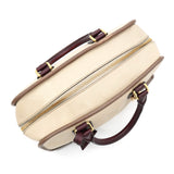 ロエベ アマソナ28 レザー バイカラー ハンドバッグ ベージュ / ブラウン