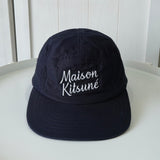 メゾン キツネ ロゴ 刺繍 キャップ 帽子 ネイビー