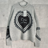アクネ ストゥディオズ ハートプリント チャンキーニット セーター グレー タグ付き未使用品