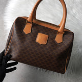 セリーヌ マカダム PVC レザー ミニボストンバッグ ハンドバッグ ブラウン