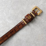 ロエベ アナグラム クロコ レザー ベルト ブラウン レディース