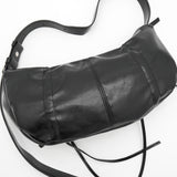 Half Shirring Ribbon Round Bag マーティン キム ロゴプレート リボン ワンショルダーバッグ ブラック