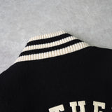 ヒステリックグラマー ガール ワッペン レザー切り替え ウール スタジャン ブラック