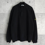 ストーンアイランド コンパスバッジ ハーフジップ ガーメントダイ スウェット ブラック メンズ