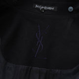 イヴサンローラン ヴィンテージ YSLロゴ ウール ステンカラーコート ブラック メンズ