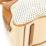 プラダ ロゴ パンチングレザー ハンドバッグ ベージュ