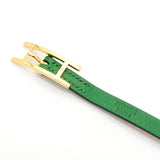 エルメス アピ3 レザー ブレスレット GP グリーン □R刻