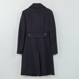 プラダ ウール ステンカラーコート ネイビー レディース