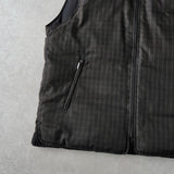 イヴ サンローラン ヴィンテージ リバーシブル YSLロゴ 刺繍 チェック柄 中綿ベスト ブラック / グレー