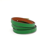 エルメス アピ3 レザー ブレスレット GP グリーン □R刻