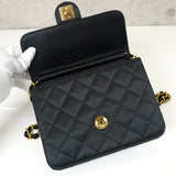 シャネル ココマーク マトラッセ サテン チェーン ショルダーバッグ ブラック