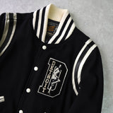 ヒステリックグラマー ガール ワッペン レザー切り替え ウール スタジャン ブラック