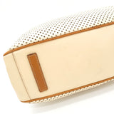 プラダ ロゴ パンチングレザー ハンドバッグ ベージュ