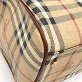 バーバリー ノバチェック PVC / レザー ミニボストンバッグ ハンドバッグ ベージュ レディース