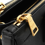 プラダ ガレリア トライアングルロゴ サフィアーノ 2way ハンドバッグ ショルダーバッグ ブラック