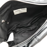 Half Shirring Ribbon Round Bag マーティン キム ロゴプレート リボン ワンショルダーバッグ ブラック