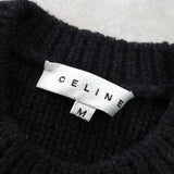 セリーヌ ヴィンテージ カシミア ケーブル ニット レディース チャコールグレー レザー ウエストベルト付き