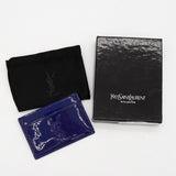 イヴ サンローラン YSLロゴ エナメル カードケース ブルー 箱付き