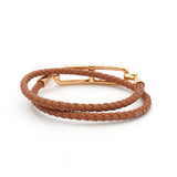 エルメス ルリ ドゥブルトゥール レザー ブレスレット GP ブラウン レディース