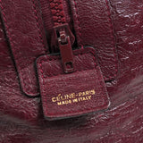 セリーヌ マカダム レザー 型押し ミニ ボストンバッグ ボルドー