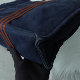 エルメス フールトゥMM キャンバス ハンドバッグ ネイビー / ブラウン