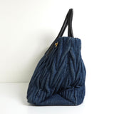 ミュウミュウ マテラッセ デニム / レザー 2way ハンドバッグ ショルダーバッグ ブルー / ブラック