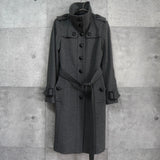 バーバリー リアル フォックスファー カシミヤ ウール ロゴボタン ファーコート ウールコート グレー レディース