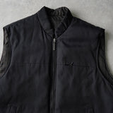 イヴ サンローラン ヴィンテージ リバーシブル YSLロゴ 刺繍 チェック柄 中綿ベスト ブラック / グレー