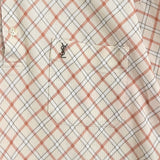 イヴサンローラン ヴィンテージ チェック柄 YSLロゴ 刺繍 ポロシャツ アイボリー