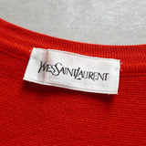 イヴサンローラン ヴィンテージ YSLロゴ 金ボタン コットン カーディガン レッド レディース