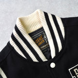 ヒステリックグラマー ガール ワッペン レザー切り替え ウール スタジャン ブラック