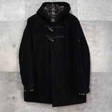 バーバリー ホースロゴ ノバチェック裏地 ダッフルコート ブラック メンズ