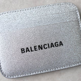 バレンシアガ ロゴ グリッター パスケース カードケース シルバー