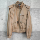 バーバリー ブルーレーベル バッグロゴ ライダースジャケット レザーブルゾン ベージュ